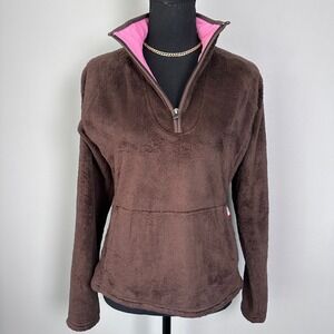 The North Face Women Pullover 1/4 Zip Fleece Small‎  Brown Pink Outdoor Gorpcore